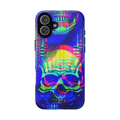 Phone Case - Bright Colorful Jittery Skull Design - NecroGrip 