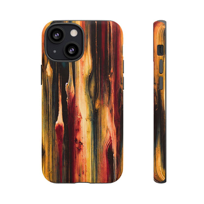 Rupture by NecroGrip tough phone case with red, gold, and black drip design