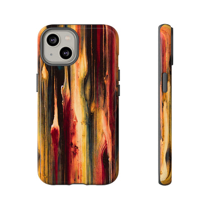 Rupture by NecroGrip tough phone case with red, gold, and black drip design