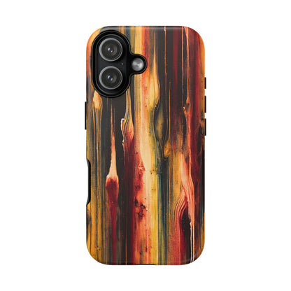 Rupture by NecroGrip tough phone case with red, gold, and black drip design