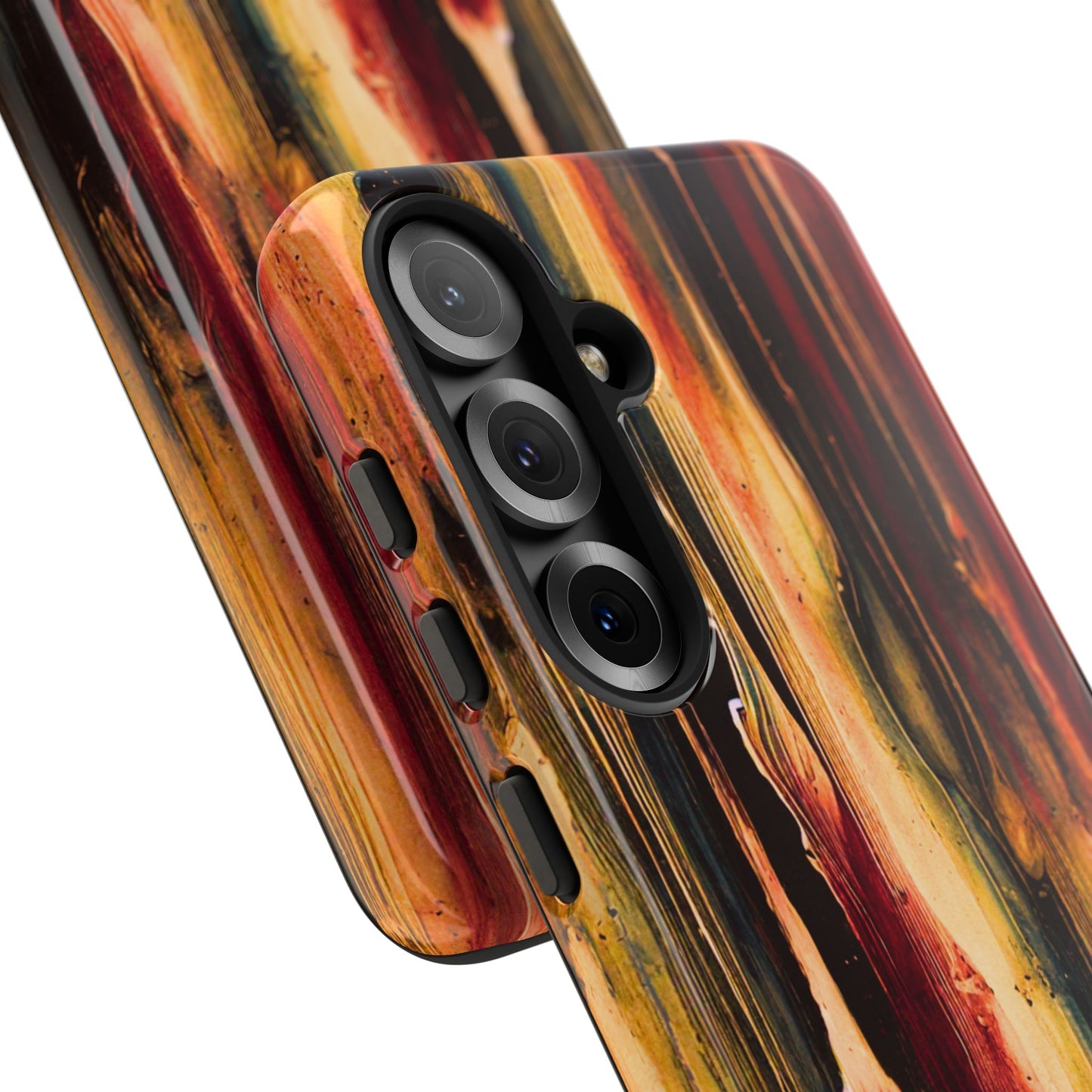Rupture by NecroGrip tough phone case with red, gold, and black drip design