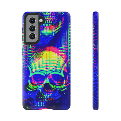 Phone Case - Bright Colorful Jittery Skull Design - NecroGrip 
