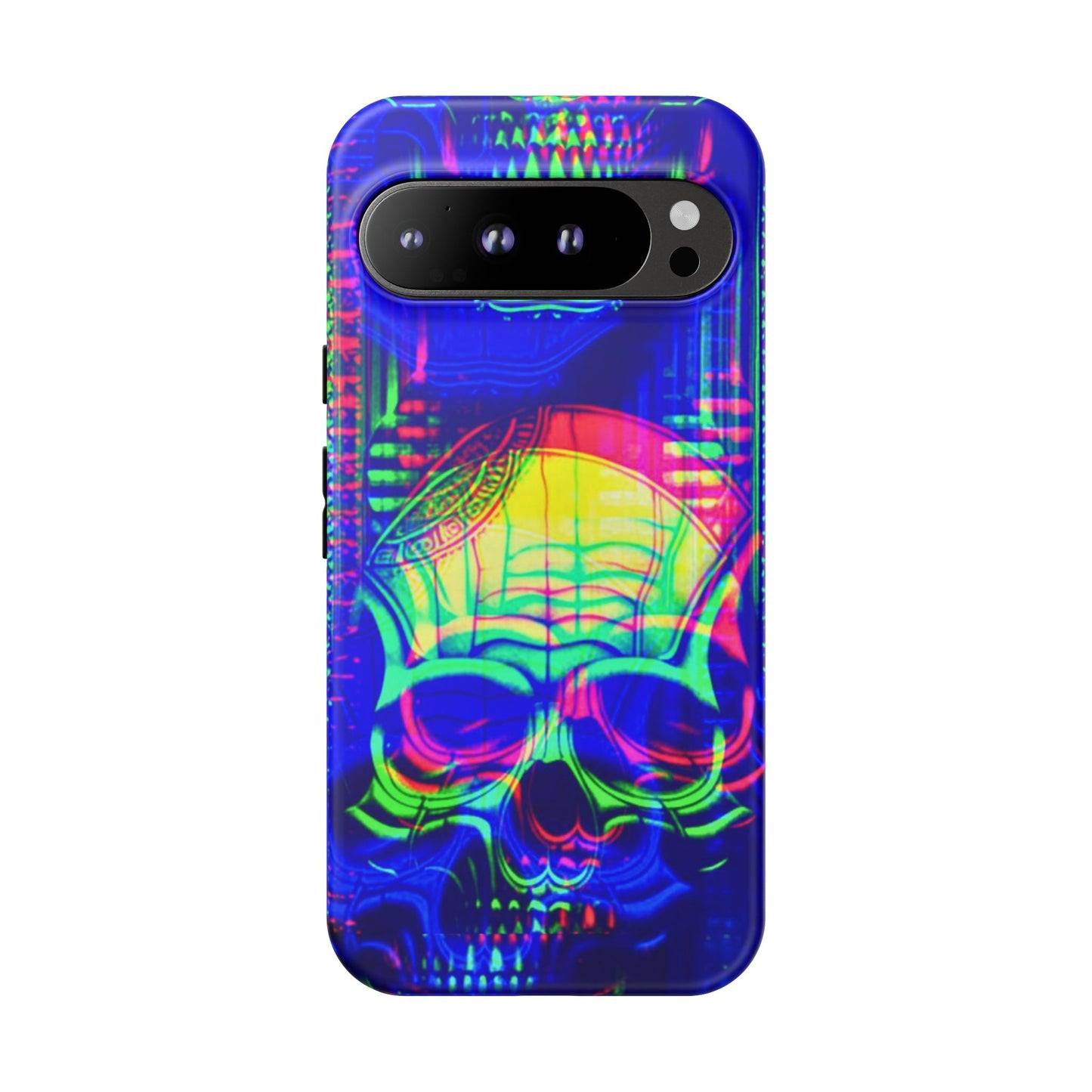 Phone Case - Bright Colorful Jittery Skull Design