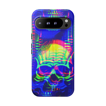 Phone Case - Bright Colorful Jittery Skull Design